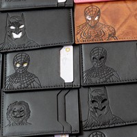 Desain Pendek Klasik Multi-Kartu Desain Logo Bisnis Tempat Kartu Bat Hero Dompet ID Kulit PU Baru & Hadiah Bisnis Promosi