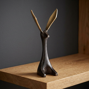Sculpture de cerf noir faite à la main, décoration de table contemporaine, figurine artistique pour salon - Product Image 1
