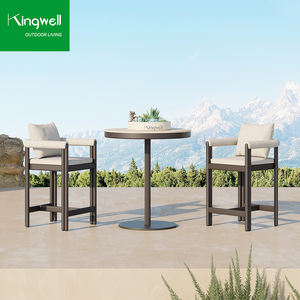 Meubles de salle à manger d'extérieur, tabourets de bar hauts en aluminium portables, confortables, résistants aux intempéries et aux UV, <span class=keywords><strong>table</strong></span> et chaises de bar hautes pour hôtel - Product Image 1