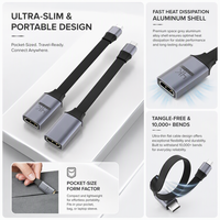 Câble adaptateur USB C vers HDMI 2.0, type C mâle vers HDMI femelle, 4K 60Hz, 2K 144Hz, 1080P 240Hz, 18 Gbps, cordon plat en aluminium QFT