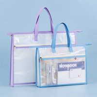Pochette à documents en PVC translucide personnalisable avec pochette zippée en maille, organiseur de documents transparent pour étudiants, sac de rangement pour travaux d'art