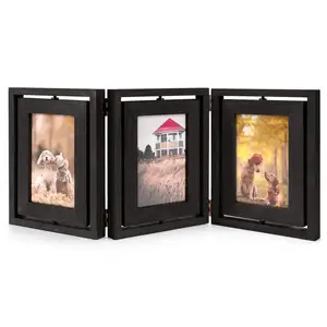 Decorazione del Desktop sublimazione in legno incernierato pieghevole Triple cornici per foto Collage cornice per la casa - Product Image 1