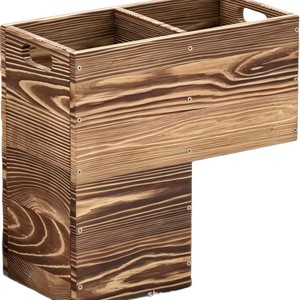 Cesta de almacenamiento rectangular de madera para escaleras, 3 niveles, con asa, para almacenamiento en la sala de estar, multiusos - Product Image 1
