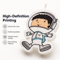 Karikatür Uzay Astronot Uzay Gemisi Kek Mum Seti Roket Uzaylı Gezegen Cupcake Dekor Çocuklar için Doğum Günü Partisi
