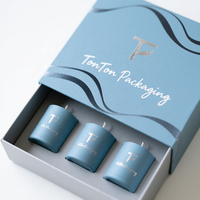 Boîte magnétique personnalisée et boîte cadeau bleue pour huile aromathérapeutique avec revêtement en papier résistant à l'huile