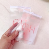 Bolsa con cremallera esmerilada biodegradable con logotipo de impresión personalizado, bolsa con cremallera pequeña de plástico transparente con cierre de cremallera de PVC para embalaje de joyería