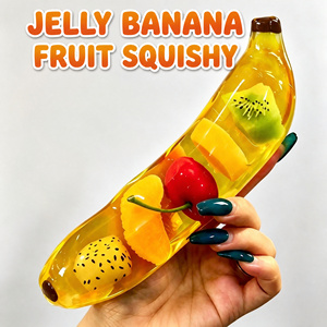 Ästhetisches Gelee-Bananen-Frucht-Squishy-Spielzeug, transparentes Quetschspielzeug mit Fruchtscheiben zur Stresslinderung, Geschenke - Product Image 1