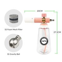 Canon à Mousse à Neige 1/4" QC M22-14 en Laiton Massif pour Nettoyeur Haute Pression Auto, avec Bouteille Transparente 1L et Verrouillage Facile