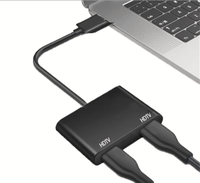 Adaptateur USB 3.0 vers double HDTV 1080P HD haute vitesse, plaqué or, gaine en PVC, convertisseur 2 ports pour ordinateur portable/de bureau