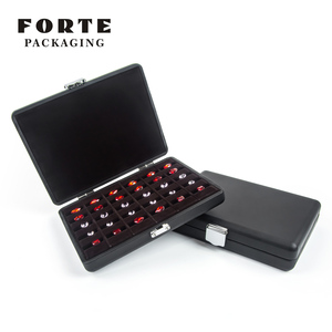 FORTE Classic&Practical Gemstone <b>Box</b> Set Packaging Large Diamond Gemstone Collection <b>Box</b> <b>Black</b> Leather Jewelry Gem Display <b>Box</b> - Product Image 5