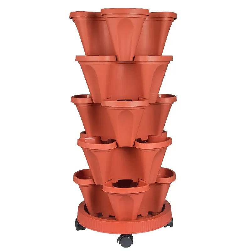 5 Tier Plastic Vertical Garden Planter Indoor Outdoor Gardening Pots Tower Garden Planters Stackable Planter