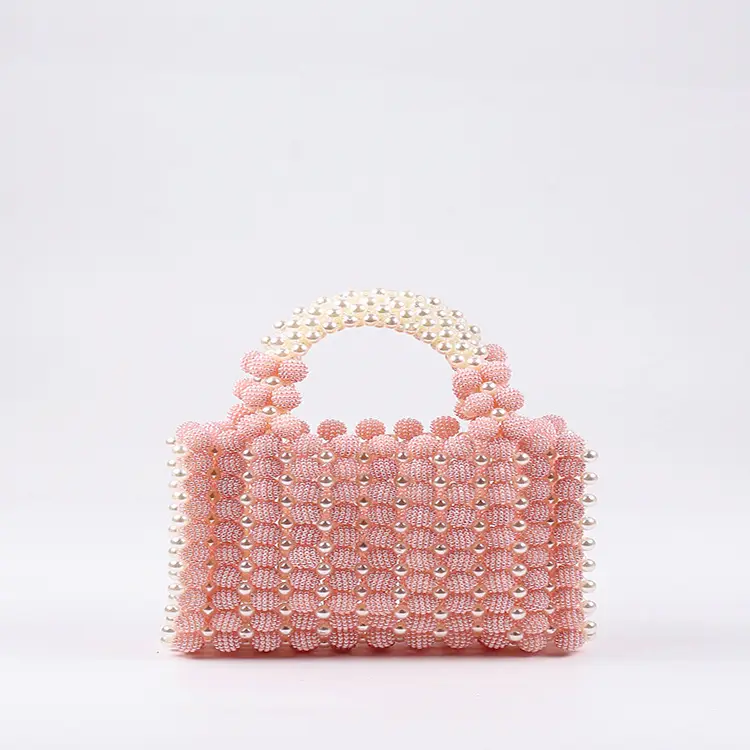 Розовая Женская вечерняя сумка с жемчугом