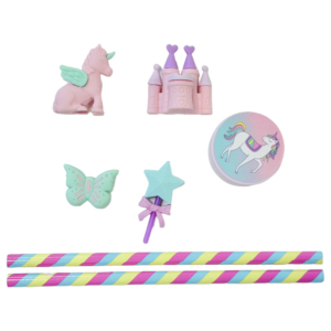 Juego de papelería novedoso más vendido para niñas, <span class=keywords><strong>Castillo</strong></span> de ensueño rosa con hermoso unicornio, Juego de lápices de goma personalizable - Product Image 4