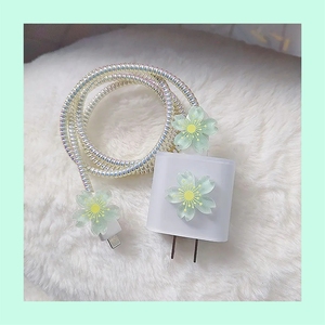 Pink Flower Case für <span class=keywords><strong>Apple</strong></span> 18W/20W Ladegerät Kopfschutz American Adapter <span class=keywords><strong>Cable</strong></span> Sorter Bite Package Kabel wicklung Soft Sleeve - Product Image 4
