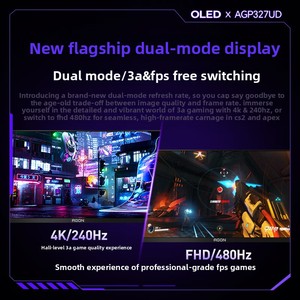 Moniteur de <span class=keywords><strong>jeu</strong></span> OLED <span class=keywords><strong>Aoc</strong></span> Agp327uzd 31,5 pouces 240 Hz, mode double 480 Hz, 4K, temps de réponse de <span class=keywords><strong>jeu</strong></span> de 0,03 ms, 10 bits natifs, haut-parleur intégré - Product Image 3