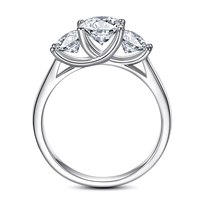 Bagues en argent sterling 925 avec 3 pierres de moissanite serties à griffes pour hommes et femmes, bijoux de mariage et de fiançailles, certificat GRA