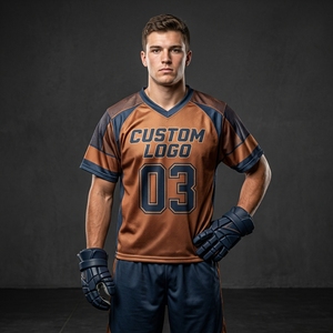 Camiseta de Lacrosse para Hombre, Amarillo Neón y Negro, Cuello en V, Manga Corta, Malla Transpirable, Impresión por Transferencia de Calor, Logotipo Personalizado, Número de Equipo, 100% - Product Image 5