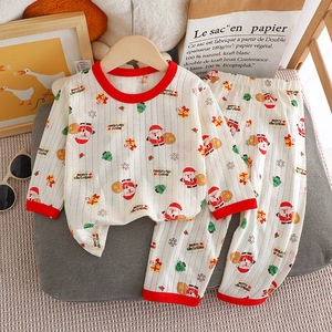 Ensemble de sous-vêtements d'été en coton <span class=keywords><strong>pour</strong></span> enfants, pyjama fin à manches longues et pantalon long, vêtements d'intérieur <span class=keywords><strong>pour</strong></span> bébés et nourrissons, vente en gros - Product Image 5