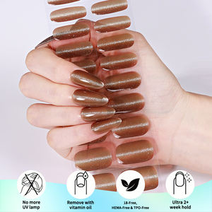 Salon Kwaliteit Geen Bakgel Nail Art Wraps Cat Eye Luipaard Print Franse Ui Roze Gloss Design Uv Lamp Gratis Gel Nagelstickers - Product Image 2