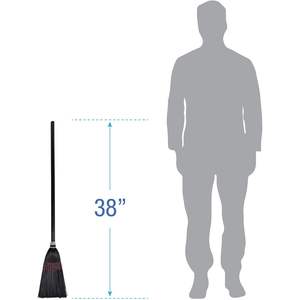 Boardwalk BWK951BP Natural/Negro 37-38 pulgadas. Escoba para Vestíbulo con Cerdas de Poliéster y Cabezal de Césped/PET, Paquete de 1 Docena - Product Image 2