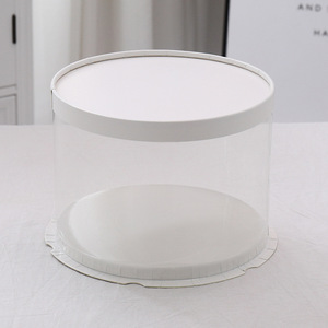 Caixa de Bolo Redonda Plástica Transparente com Tampa de Papel e Bandeja, Material de Grau Alimentício, Embalagem para Bolo - Product Image 2