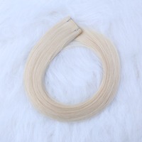 Extensions de cheveux humains tissées à la main, 100% vierges, avec mèches blond cendré, à coudre