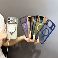 Coque Arrière avec Protection d'Objectif et Support Métallique, Étui de Téléphone à Recharge Magnétique pour iPhone 17 17 Pro 16 16 Pro Max