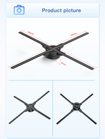 Kipas holografik, 65Cm 960LED Hologram tampilan iklan 3D kipas Led 3D ventiladore holografnicos untuk toko