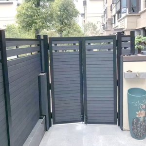 Puerta de valla de jardín WPC Puerta decorativa de 6 pies con marco de metal Valla de plástico de madera tratada térmicamente - Product Image 2