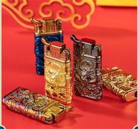 Nouveauté luxe 3D double flammes dragon briquet dragon briquet double flamme briquets dragon approvisionnement