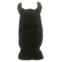 HZM-23297 Masque facial créatif avec cornes de diable amusantes, cagoule tricotée, masque de ski, chapeau à cornes, pour fêtes et usage quotidien