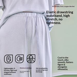 Ensemble de maternité décontracté printemps-été style coréen, col <span class=keywords><strong>ample</strong></span>, manches courtes, <span class=keywords><strong>pantalon</strong></span> court, grande taille, vêtements de <span class=keywords><strong>grossesse</strong></span> et d'intérieur - Product Image 2