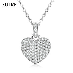 Collier pendentif en zircon en forme de cœur, tendance et luxueux, avec chaîne à maillons, plaqué or 14 carats, cadeau d'anniversaire, vente en gros d'usine - Product Image 1