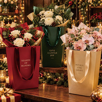 Sac cadeau floral personnalisé pour la Saint-Valentin, sac de shopping en papier fantaisie imperméable pour bouquet de fleurs, emballage cadeau