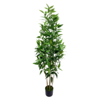 Arbre d'eucalyptus artificiel de 1,8 m (6 pieds) à tronc multiple, plante verte à feuilles longues pour la décoration de la maison, du bureau, de l'hôtel et du hall d'entrée - Vente en gros
