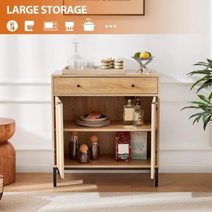 <span class=keywords><strong>Buffet</strong></span> de style farmhouse Mericonia, armoire <span class=keywords><strong>à</strong></span> 2 portes cannelées, étagères réglables, 1 tiroir de rangement, écologique, pour <span class=keywords><strong>salle</strong></span> <span class=keywords><strong>à</strong></span> <span class=keywords><strong>manger</strong></span> et salon - Product Image 2