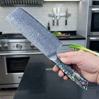 Couteau de cuisine Santoku de chef 67 couches en acier Damas, couteau à découper, à désosser et à trancher, couteau Nakiri tranchant avec manche en nacre d'ormeau