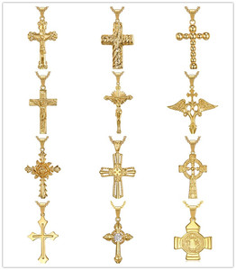 Collar de Cruz de acero inoxidable de fábrica para hombres Christian Jesus Pendant 18K Gold Plated PVD Cristian Mini 35mm Tamaño Venta caliente - Product Image 5