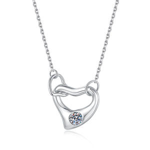 Collier pendentif en argent sterling S925 avec moissanite de conception originale XL287, amour, double boucle - Product Image 1