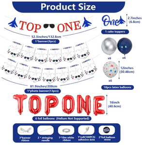 <span class=keywords><strong>Kit</strong></span> de Décoration pour Fête d'<span class=keywords><strong>Anniversaire</strong></span> <span class=keywords><strong>1</strong></span> <span class=keywords><strong>an</strong></span> Garçon Thème Jet Fighter : Bannières, Ballons en Aluminium, Accessoires de Photo pour Bébé, Guirlande et Décorations de Gâteau - Product Image 6