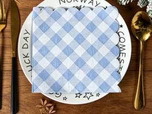 DAMAI blue Gingham Scalloped Disposable Paper Napkins Kid Theme Macaron Color <b>Spring</b> Birthday Party <b>Decorative</b> Table Napkins - Product Image 5