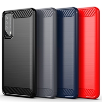 Coque de protection antichoc en Fiber de carbone pour Huawei, étui souple TPU brossé pour Y7A, P Smart 2021