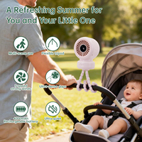 Ventilateur de poussette USB rechargeable avec rotation large à 60°, 3 vitesses, mini portable, fixation à 3 points, essentiels de voyage pour bébé de 0 à 4 ans
