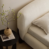 Lit Double Zayshine Style Rétro Français Crème Blanc Sherpa, Grande Taille 1,5/1,8 Mètre, pour Chambre Principale de Villa ou Appartement