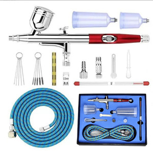Kit d'aérographe à double action à alimentation par gravité, tasse de 10 cc, portable, pour nail art, maquillage, tatouage - Product Image 1