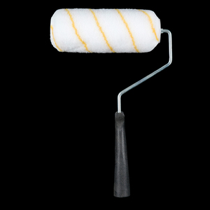 Rouleau de peinture industriel DIY mini de 4 pouces, haute densité, avec poignée en plastique jaune et cadre à dégagement rapide en polyester - Product Image 1