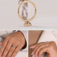 Anillo de Compromiso con Diamante Cultivado en Laboratorio de 2 Quilates, Corte Alargado, Montura de Punta, Oro Sólido de 10K/14K/18K, Certificado IGI, CVD/HPHT, Personalizado
