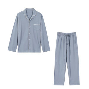 <span class=keywords><strong>Pyjama</strong></span> décontracté pour <span class=keywords><strong>homme</strong></span> tricoté sur mesure 2 pièces pour la maison ensemble à manches longues vêtements de détente de nuit d'hiver en coton côtelé ample vêtements de nuit pour hommes - Product Image 5