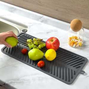 Silicone Drain Mat L Size Oval BPA Free Kitchen <b>Drying</b> <b>Rack</b> Tableware Mat - Product Image 1