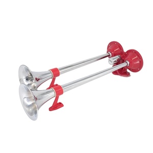 Bocina de Aire Coaxial Metálica de 12V/24V, Trompeta Doble, 130dB, Súper Fuerte, con Válvula para Camión, Furgoneta, Tren, Autobús, Barco, Embarcación - Product Image 1